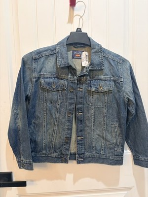 The Children's Place Unisex Kids Blue Denim Jacket Collared Pockets Button L 