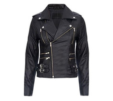 Ladies Black Retro 100% Nappa Real Leather Biker Jacket Soft Multi Zip Coat