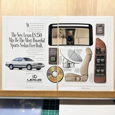 1990 Lexus ES250 White Sedan 2 Page Vintage Print Ad Auto Advert Art