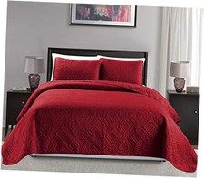 Mk Collection Size Over Size 100"x106" 3pc Diamond Bedspread Bed Full/Queen Red