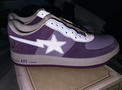 A Bathing Ape Bapesta Mewtwo Pokemon Purple White Star Accents Sneakers SIZE 11