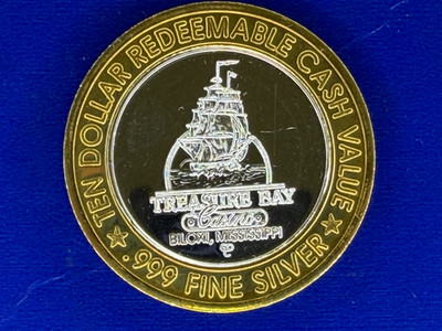 Treasure Bay Casino Biloxi MS $10 size Silver Strike Pirate New Case