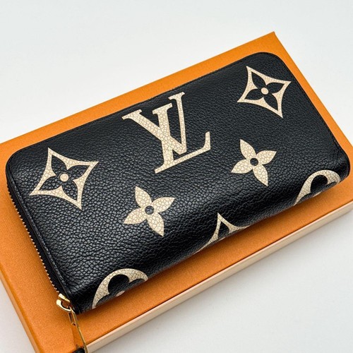 Louis Vuitton Monogram Empreinte Zippy Wallet Wallet Bicolor Black