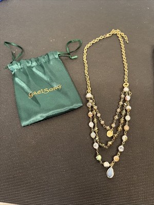 Gaelsong Multi Chain Beaded Gold Tone Necklace D97