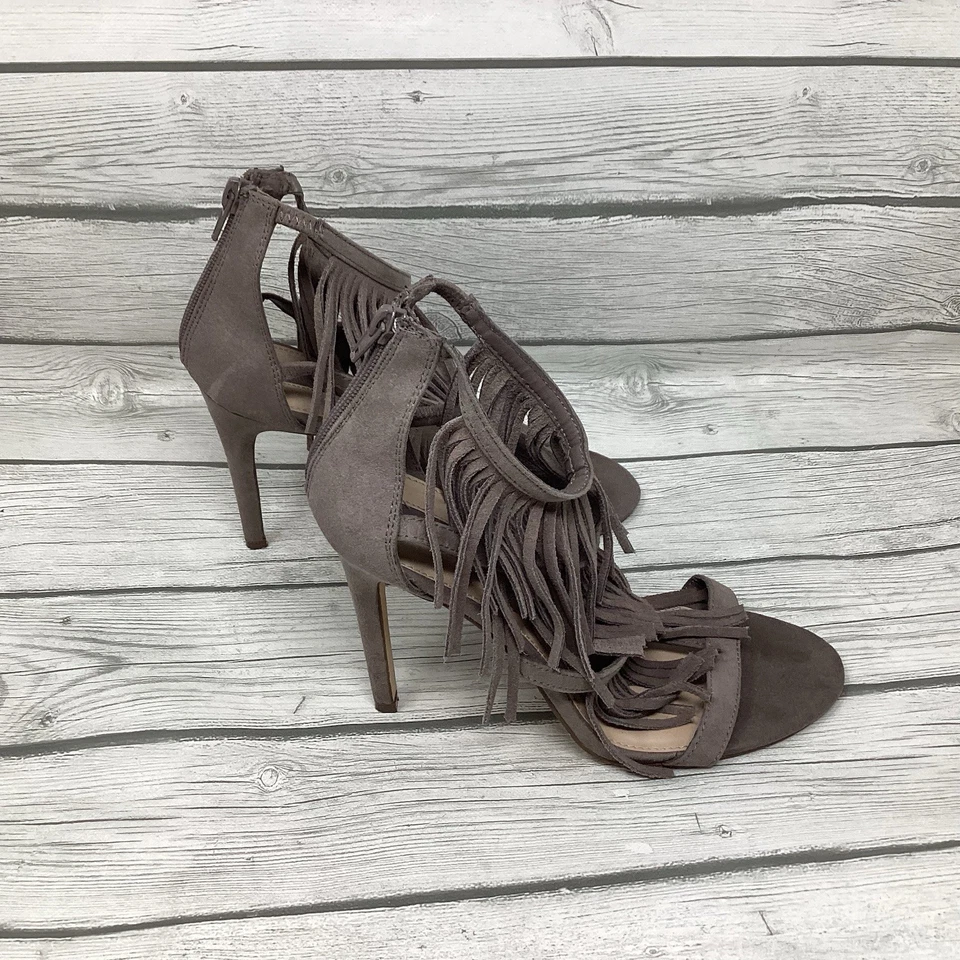 Forever21 Flecos Gris Punta Abierta Tobillo Una Correa Mujer Tacones Altos Talla 9 Foto 4 de 4