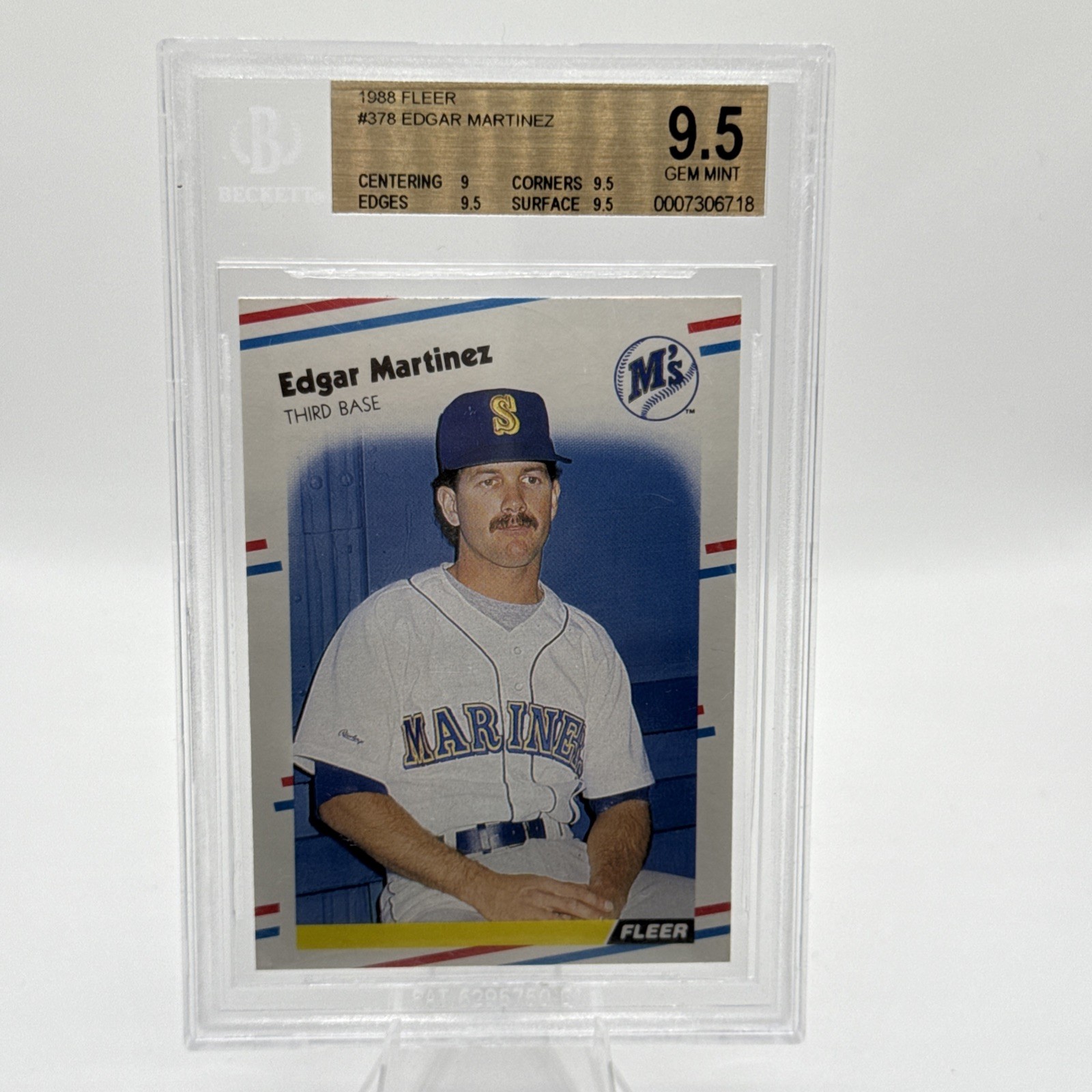 1988 Fleer #378 EDGAR MARTINEZ RC BGS 9.5 Gem Mint HOF MARINERS