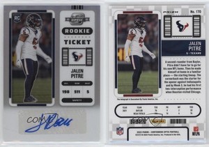 2022 Panini Contenders Optic Ticket Silver Prizm Jalen Pitre #170 Rookie Auto RC