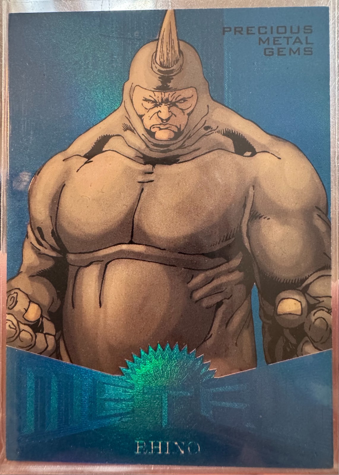 2017 Fleer Ultra Marvel Spider-Man Marvel Metal PMG Blue 26/49 Rhino #MM5