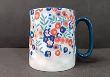 10 Strawberry Street Mug - Botanical Floral - Teal Rim and Handle