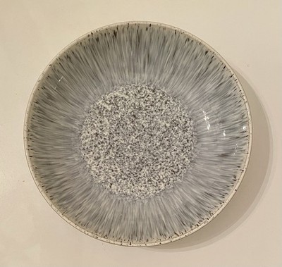 DENBY Gray Blue Halo Speckle Glazed Stoneware Round 8 1/2  Pasta Bowl England