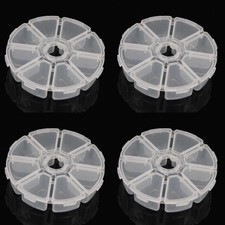 5 Empty Bead Containers w/ 8 compartments  4" round  Clear Plastic Brand New