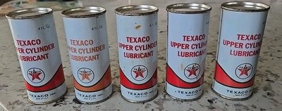 Lot Of 5 1963 Vintage Texaco Upper Cylinder Lubricant 4 Fl. Oz. Cans All Full