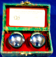Chinese Metal Stress Reliever Silver Balls In original Box Vintage