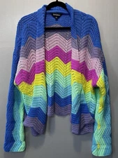 Davi & Dani Rainbow Crotchet Open Cardigan XL