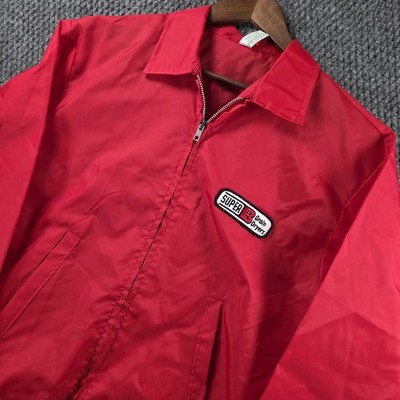 Vintage Super B Grain Dryers Work Jacket Mens L Red Farm Agriculture Made in USA