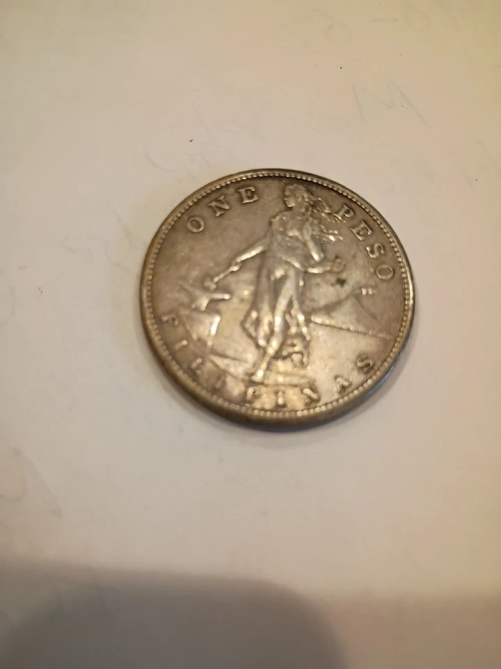 Moneda de plata de 1 peso Estados Unidos-Filipinas de la década de 1908  Foto 2 de 4