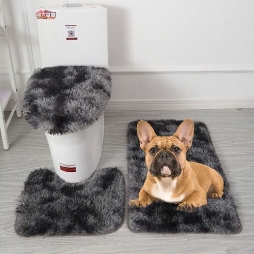 3pcs/set Three-piece Fur Carpet Nordic Style Non-slip Mat Toilet Mat Set - Picture 3 of 8