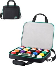 Pool Ball Case, Padded Billiard Carrying Bag Travel 17-Balls, Black 17 Balls