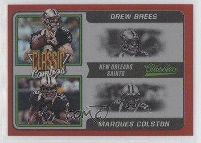2021 Panini Classics Classic Combos Red 40/50 Drew Brees Marques Colston HOF m5e