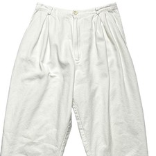 Tran-Sport Pleated Trousers Women 11 White Vintage 90s High Waist Tapered Leg