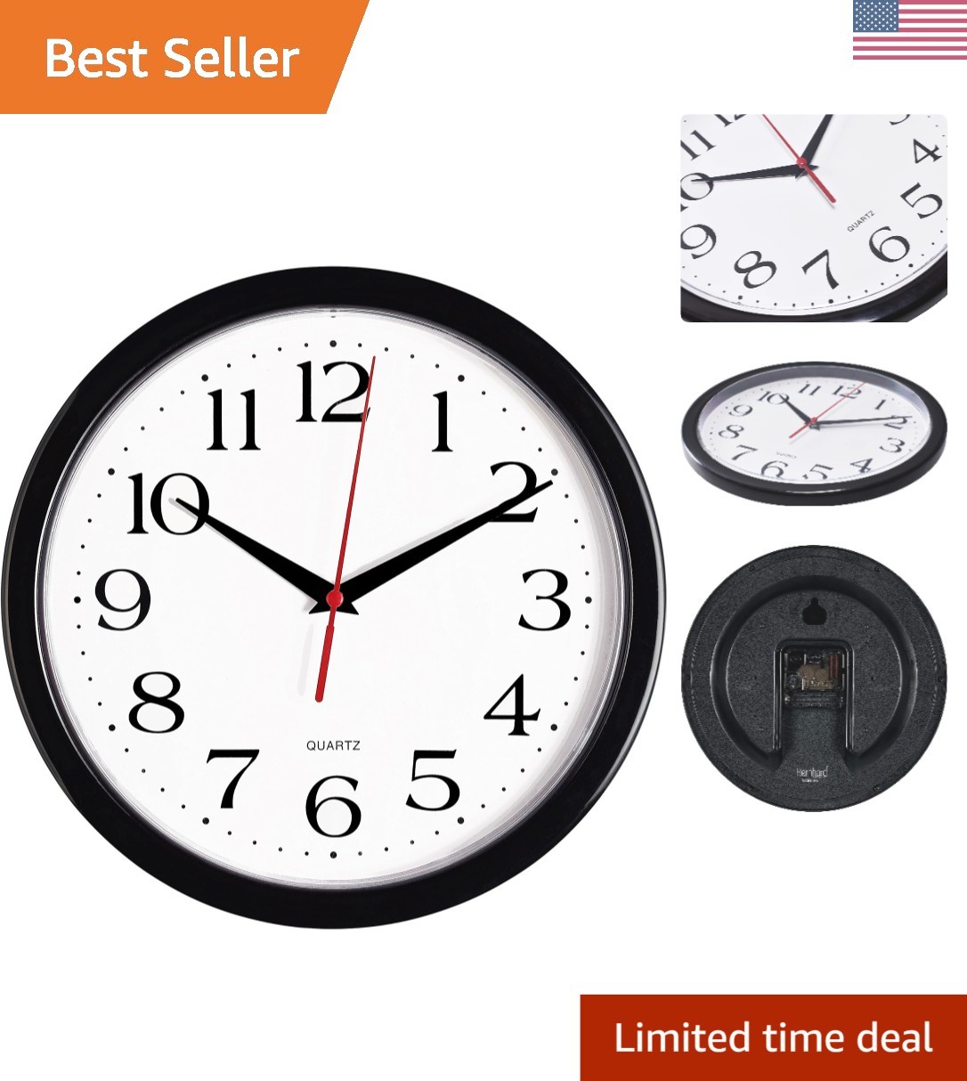 Modern 10 Inch Analog Wall Clock - Perfect for Kitchen, Classroom, or Office
