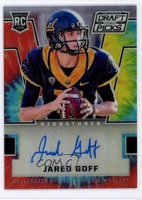 2016 Prizm Collegiate Draft Picks Tie-Dye /49 Jared Goff Rookie Auto RC 1p9o