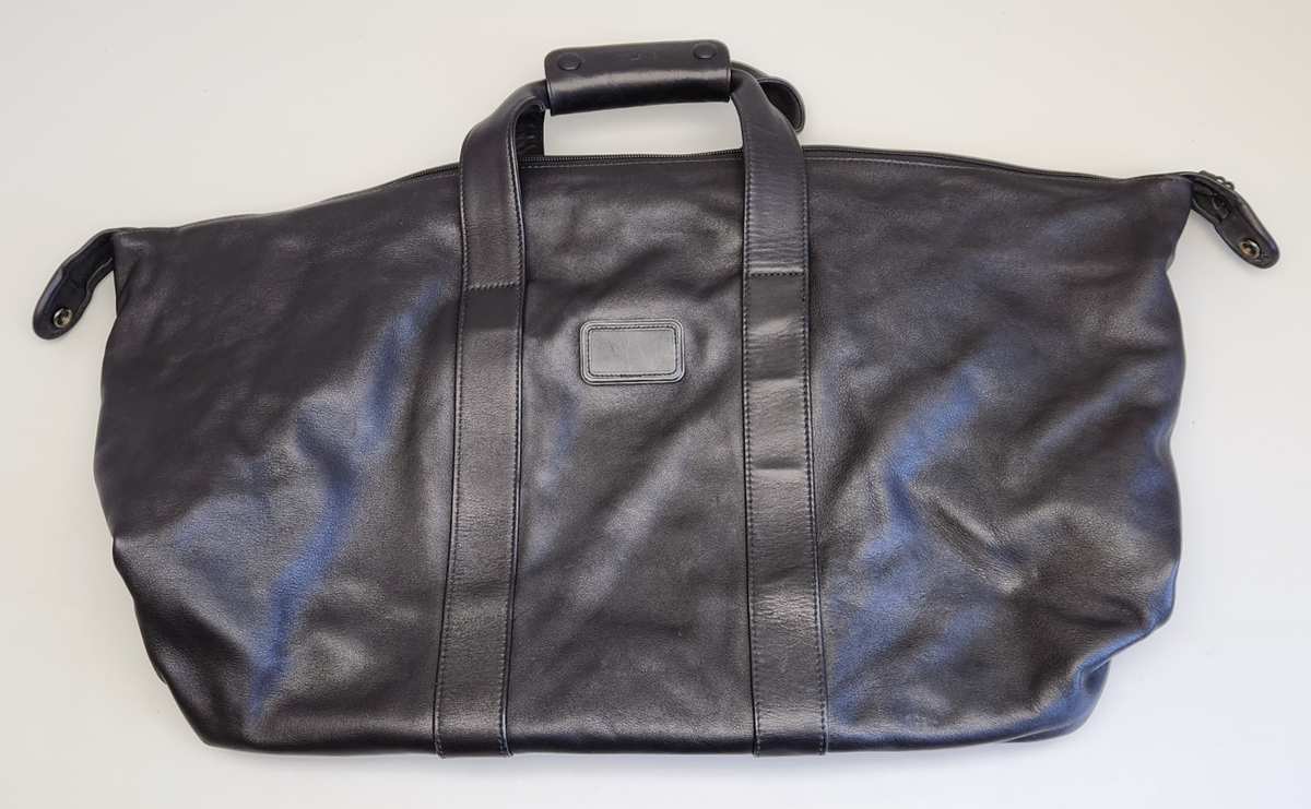 Tumi 92149DH Alpha Black Leather Travel Duffel Weekender Bag