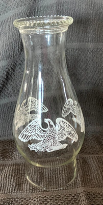 Replacement Vintage Oil Lamp Chimney* Clear Borosilicate Glass* Eagle Design