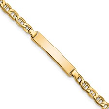 10K Yellow Gold Semi-solid Anchor Link ID Bracelet 6 Inch