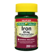 Spring Valley Iron 65 Mg, 200 Ct Total Tablets Pills Tablet Free shipping