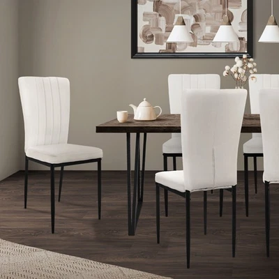 Lot de 4 Chaise de salle à manger en velours doux blanc avec dossier ergonomique - Photo 1/4