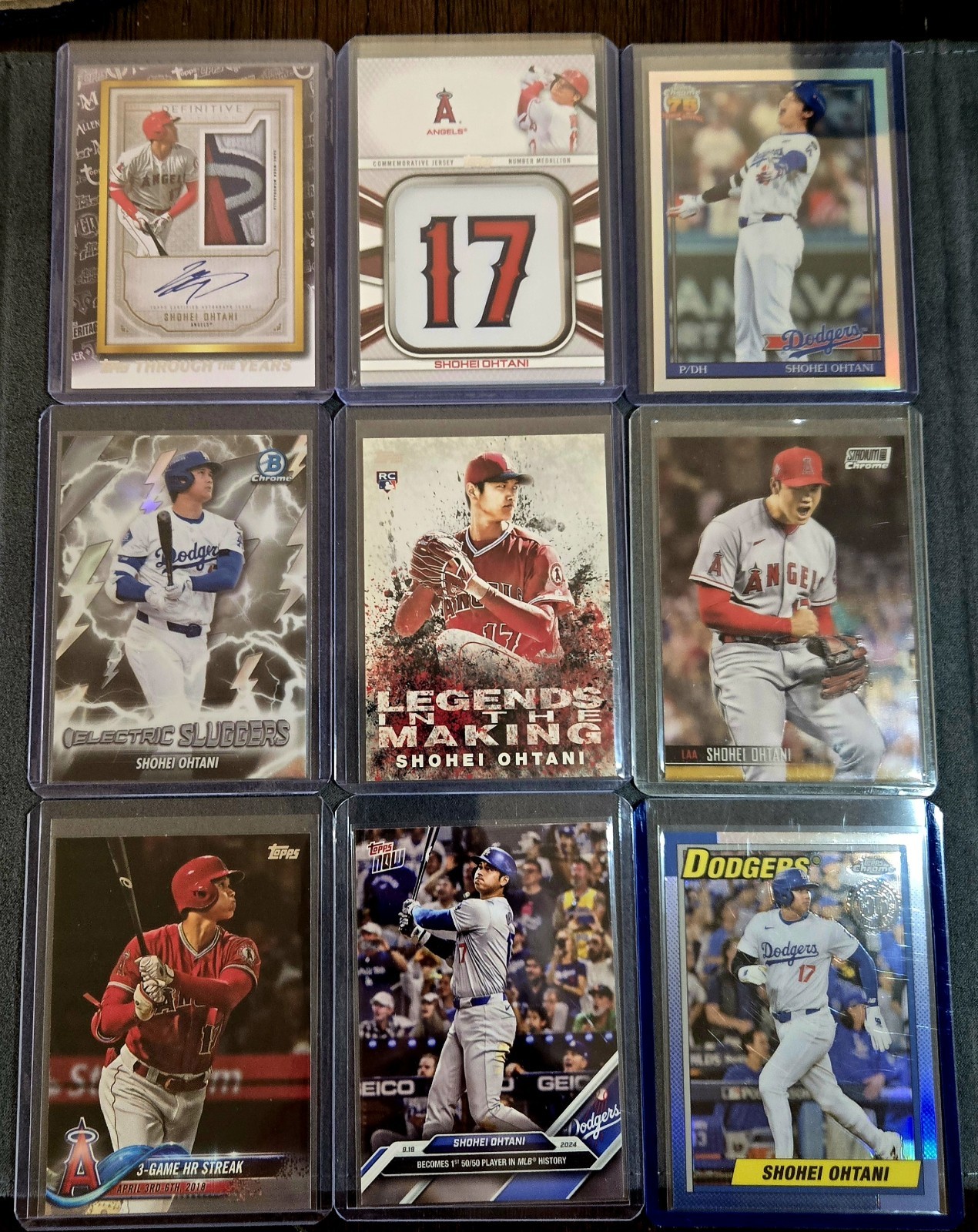 Shohei Ohtani Topps Lot Bowman Chrome, Stadium Club PATCH, REPRINT AUTO, RC CARD