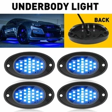 4X Blue LED Rock Lights Underbody Trail Rig Glow Lamp Offroad SUV Pickup Truck J