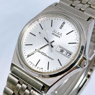 SEIKO ALBA Y143-8141 Quartz Day Date 100m Silver Dial Herrenuhr