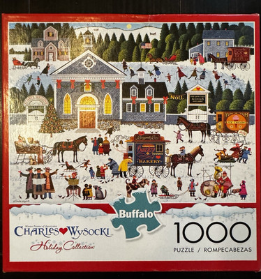 CHURCHYARD CHRISTMAS Buffalo 1000 PC Puzzle Charles Wysocki Holiday  11440