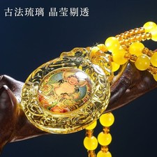 Yellow Citrine Caishen Pendant Wealth Amulet Necklace Unisex Jewelry Gift Piece