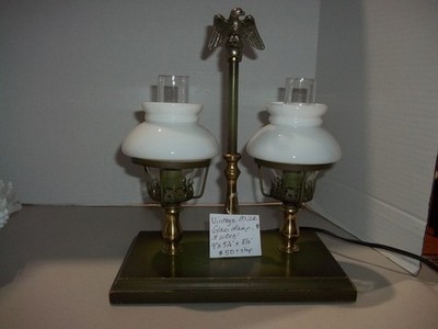 Vintage Brass Double Arm Student Library, table Lamp 