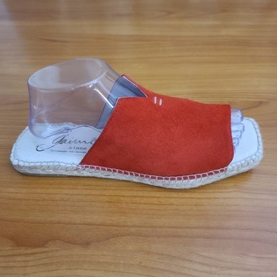 Gaimo Women s Red Suede Espadrille Flats Slip-On Shoes Handmade Spain Size 9