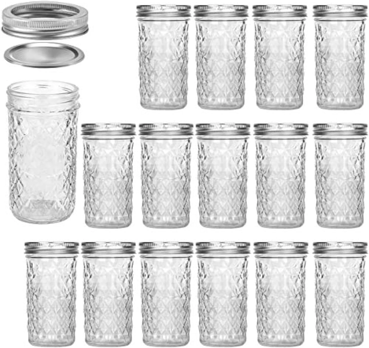 VERONES Mason Jars 12 OZ, Canning Jars Jelly Jars with Regular Lids, Ideal for J
