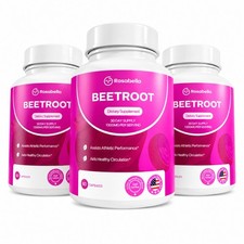 3 Bottles Rosabella Organic Beetroot 1300mg, Support Blood Flow & Heart Health