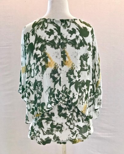 Anthropologie Sam & Lavi Tunic Top Size Small Green White Floral Dolman Sleeve - Picture 4 of 5