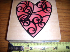 STAMPSENDOUS SWIRILING HEART NEW WOOD RUBBER STAMPS
