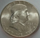 1948-D Franklin 90% Silver Half Dollar, BU FBL. U.S. Fed Gov Issued Coin! Beauty