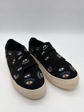 Nicole Miller Black Eye Print Slip-On Sneakers Women's Size 7.5 Platform A15