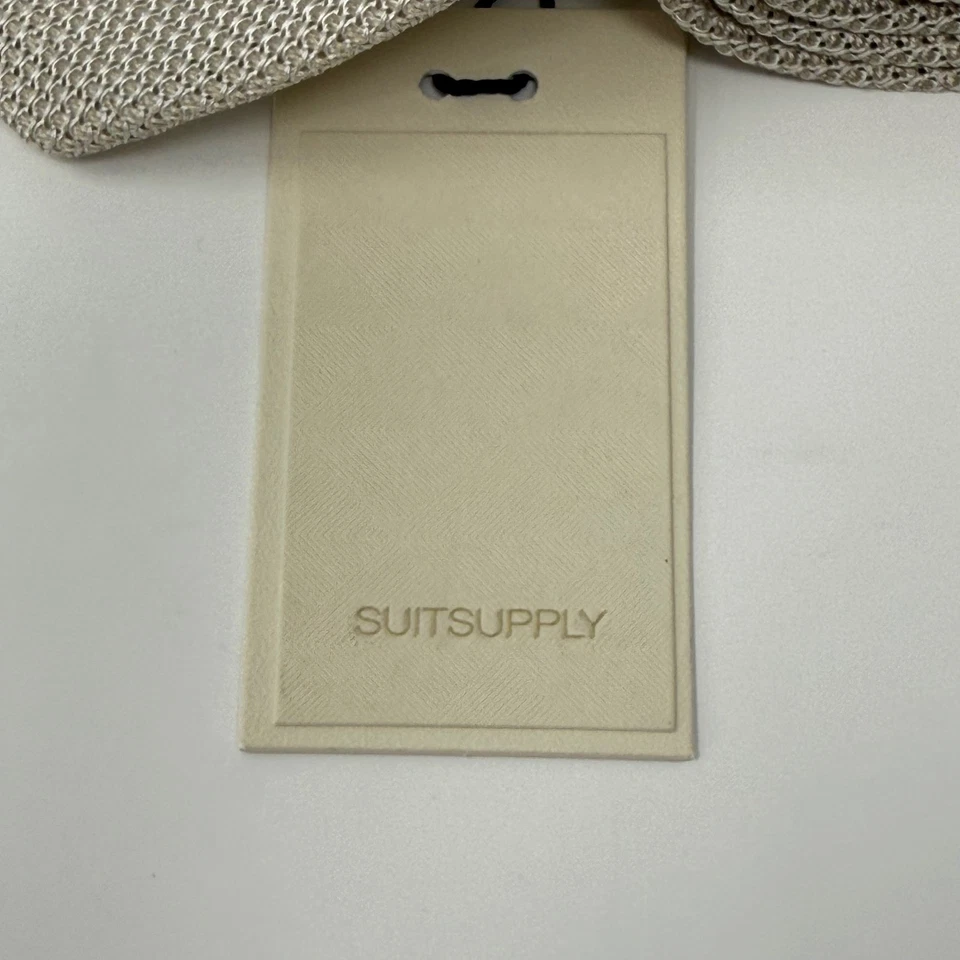 SUITSUPPLY Tie Off White Plain Beige Knitted Silk Blend D221024 Men's - Image 3 of 4