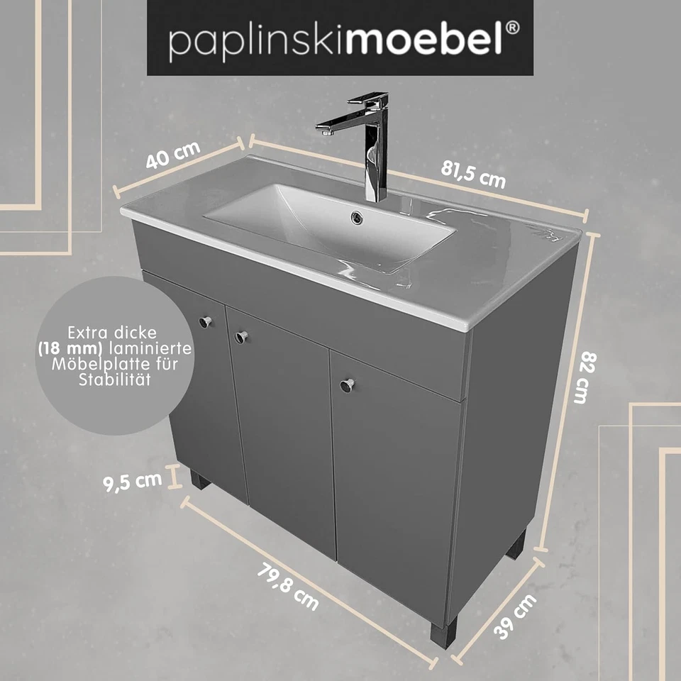 paplinskimoebel Waschbeckenunterschrank Badmöbel Toilette Gäste WC Stehend Sink - Bild 4 von 4