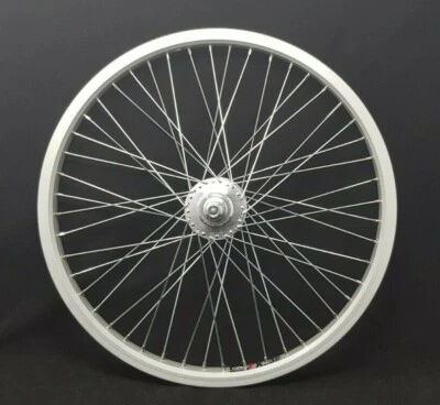 Front 20" Bmx 48 Spoke Bicycle Wheel 3/8" Silver Alloy Rim Large Flange Bike Hub - Image 1 of 3
