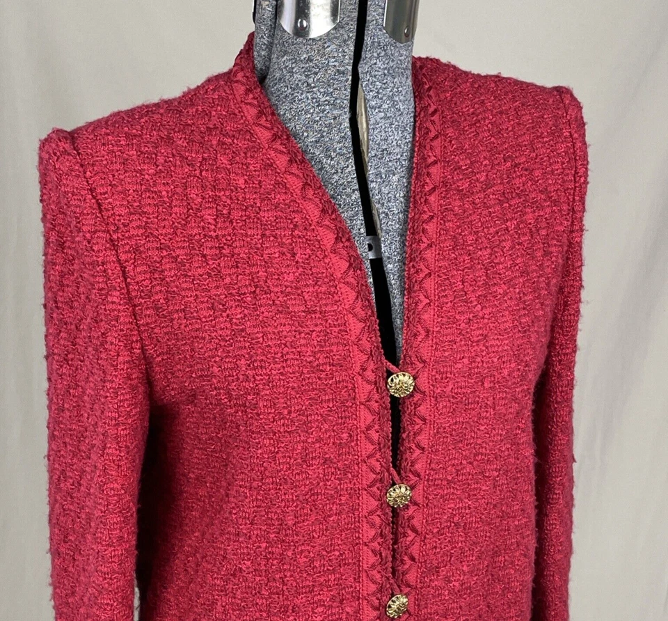 Blazer vintage Castleberry Boucle talla pequeña rojo tweed mezcla de lana Foto 4 de 4