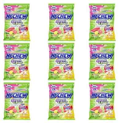 Hi Chew Sweet and Sour Flavor Soft and Chewy Taffy Candy [9-Pack]