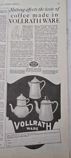 1926 Vollrath Ware White Enameled Coffee pots vintage ad